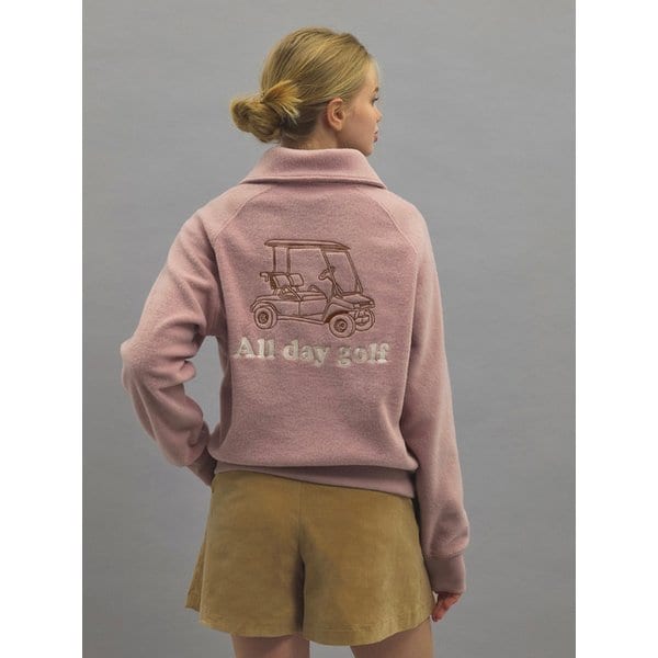 Fleece Half Zip-up-Milktea