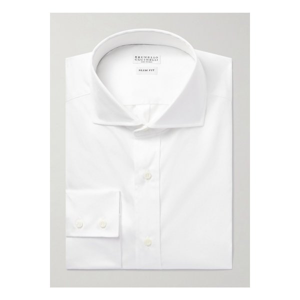 브루넬로쿠치넬리 슬림핏 컷어웨이 칼라 코튼 트윌 셔츠 46376663162890395