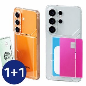 카드케이스1+1 S26 울트라 A37 A17 아이폰17 16 S25 S24 FE 엣지 점프 버디 A16 와이드 퀀텀 투명 실리콘