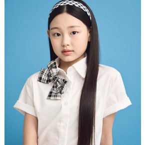 체크 리본 반팔 블라우스 TGBW24301_7358
