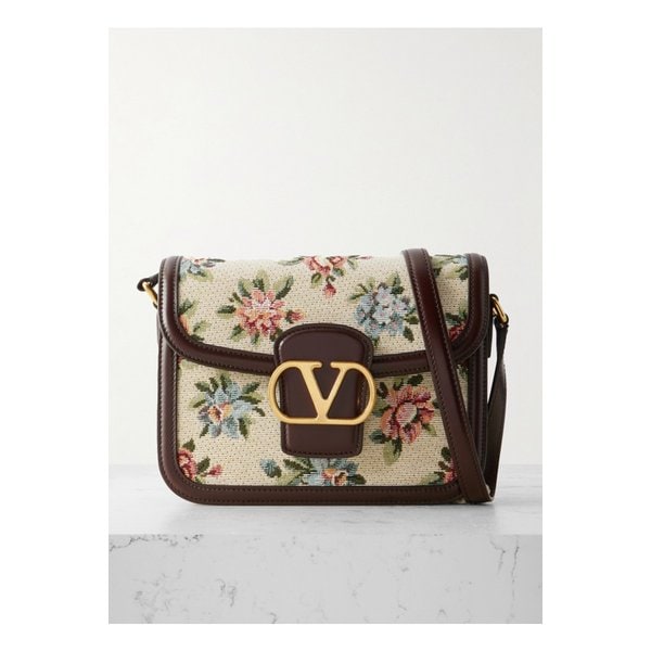 나인투파이브 가죽 트리밍 캔버스 자카드 숄더 백 초콜릿 46376663162894955