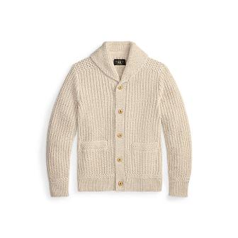 DOUBLE RL 코튼 리넨 숄 칼라 카디건(MNRRSWE16820212101)