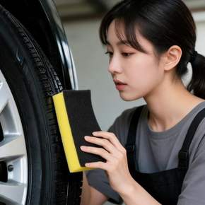 타이어 세차 스펀지 왁스 바르는 도구 차량용 데일리 출근룩 감성