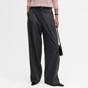 제니퍼 와이드 투 턱 팬츠_차콜 / JENNIFER WIDE TWO TUCK PANTS_CHARCOAL