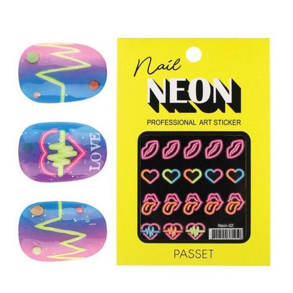 확대된 대표 PASSET 파셋 네온 아트스티커 Neon-02 입술,하트(1)
