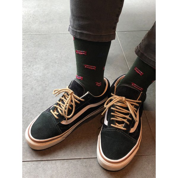 남녀공용 버스 패턴 삭스 - 다크그린