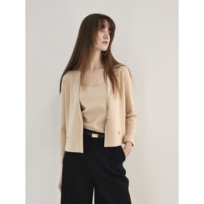 Gold Button Pocket Cardigan Beige