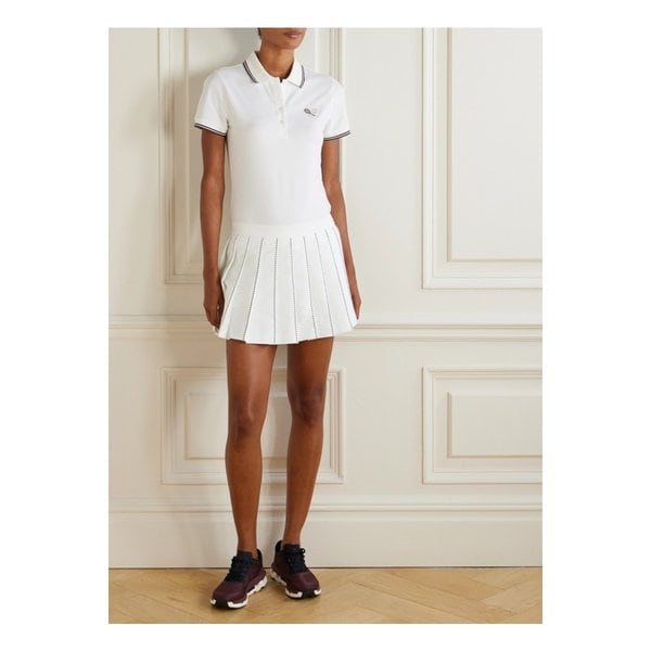 자수 플리츠 저지 미니 테니스 스커트 화이트 46376663162976320