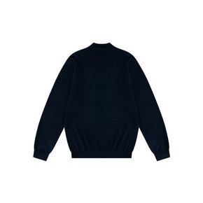 Merino wool Moc-Neck knit (Navy)