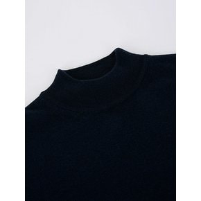 Merino wool Moc-Neck knit (Navy)