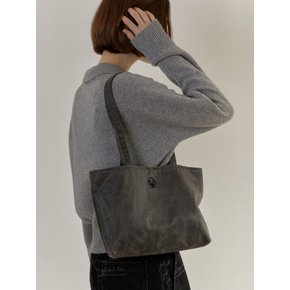 Suede shoulder bag_ Grey