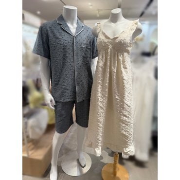 barbara 바바라 플로킹 시어서커 여성원피스(아이보리) 커플파자마 AGW4600L AMP4600S