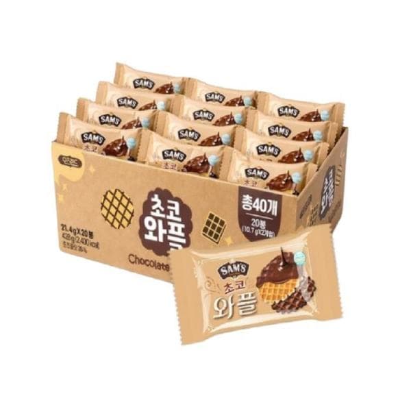확대된 대표 진한 초코와플 428g(총40개, 10.6g X 2개입 X 20봉) 사무실간식(1)
