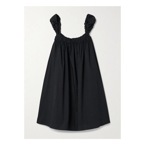 스타우드 보 개더 코튼 혼방 포플린 미니 드레스 블랙 46376663162859586