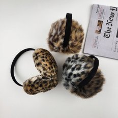 국산  호피 인조털 직선  접이식 귀마개 Foldable Ear Muff  패션 귀마개   2223