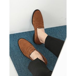 Round Penny Loafer Suede Brown8152