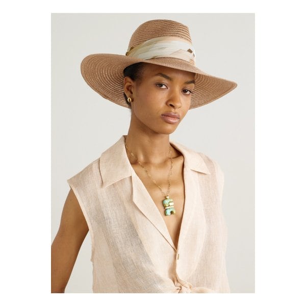 유지니아 킴 엠마뉴엘 프린트 그로그랭 트리밍 헴프 페도라 토프 46376663162854157