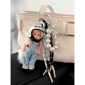 Ribbon Pearl Rider Girls Keyring VKEYRING_001