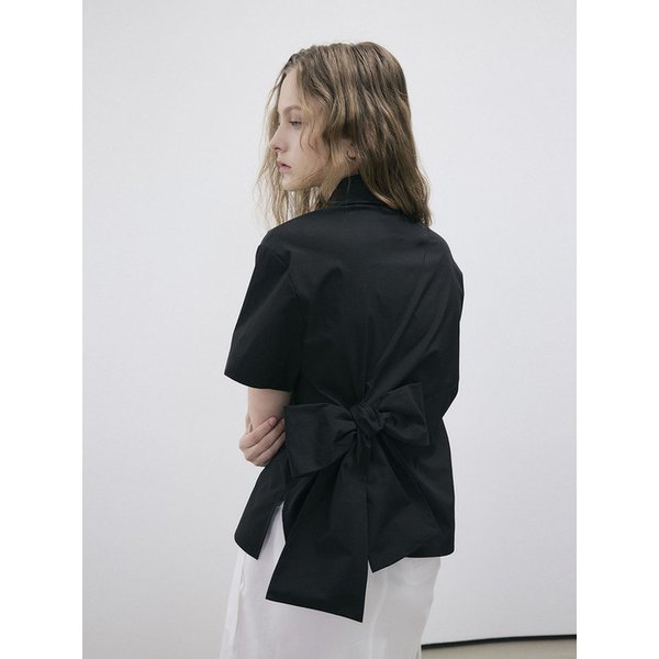 WAIST BACK STRAP SHIRT - BLACK