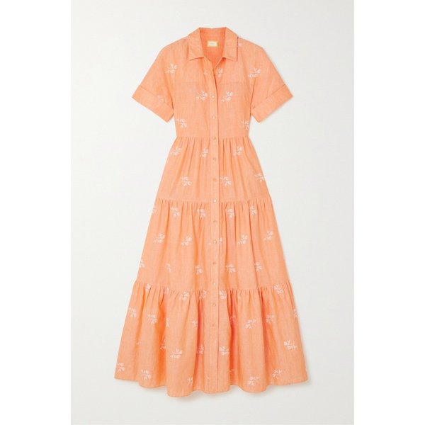 헬레나 오바사이즈 티어드 자수 거즈 맥시 셔츠 드레스 1647597304822068