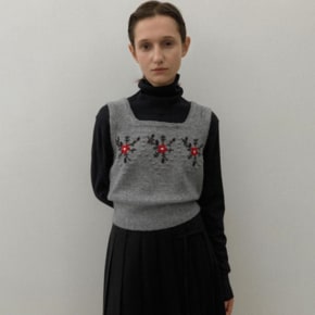 나인 FLOWER EMBROIDE KNIT VEST_S VT0273