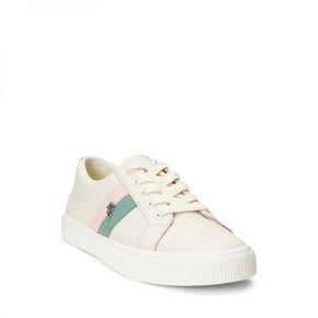 우먼 로렌 랄프 로렌 Janson 2 레더 스니커즈 - 소프트 화이트Soft Laurel핑크 Opal 9690069