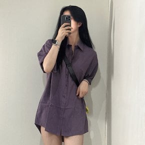 오버핏 카라 반팔 무지 남방 셔츠 [2color 남녀공용 와이셔츠 원피스 여성 루즈핏 시밀러룩]