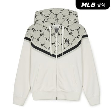 MLB [코리아공식] 다이아 모노그램 자카드 배색 후드집업 NY (Cream)