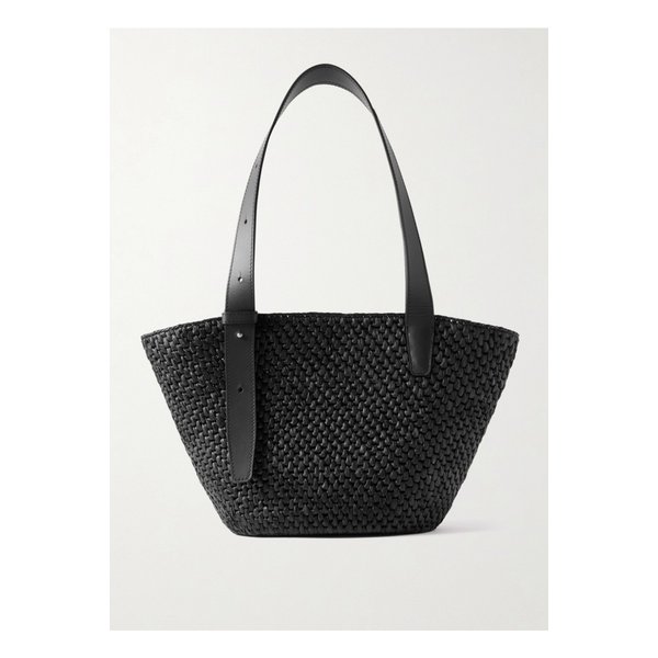 리에 스튜디오 더 비앙카 스몰 가죽 트리밍 라피아 토트 블랙 46376663162892382