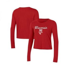 우먼 언더아머 레드 Wisconsin Badgers 볼트 크롭 롱슬리브 긴팔 티셔츠 - 5858370