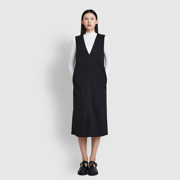 여 데님 V넥 원피스 J136201100084