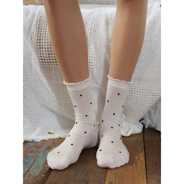 [2SET]톡톡 러플 도트 크루 삭스 2color