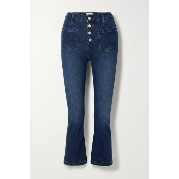 르 바르도 크롭 하이라이즈 플레어 진 인디고 블루 1647597325681837