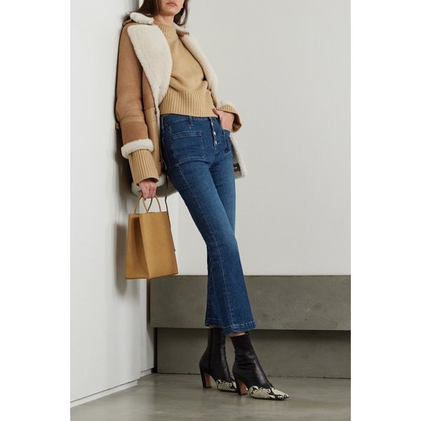 르 바르도 크롭 하이라이즈 플레어 진 인디고 블루 1647597325681837