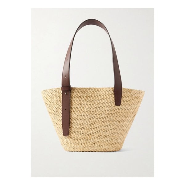 리에 스튜디오 더 비앙카 스몰 가죽 트리밍 라피아 토트 샌드 46376663162892398