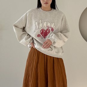 모노 기모 하트 루즈핏 맨투맨 스웨트 티셔츠_P411383338
