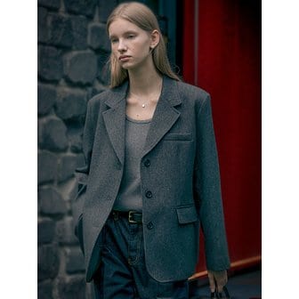 틸아이다이 Hazle wool single blazer jacket_Charcoal