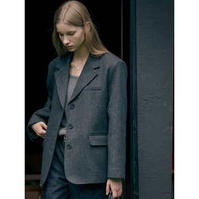 Hazle wool single blazer jacket_Charcoal