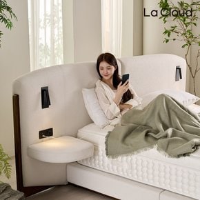 하이엔드 리누엘 호텔침대 패널 일체형 와이드 LED조명  패브릭 침대프레임 LK