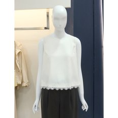 NICE CLAUP [나이스클랍]레이스 배색 민소매 블라우스(N242MWB533)WH