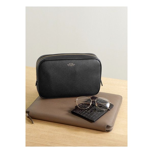 스마이슨 파나마 오거나이저 테크 텍스처 가죽 파우치 블랙 1647597295049525