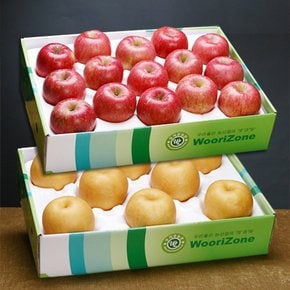 [WooriZone과일선물] 프리미엄 사과+배 혼합세트10kg(왕대 사과12+배7과내외)/제수용,과일선물용
