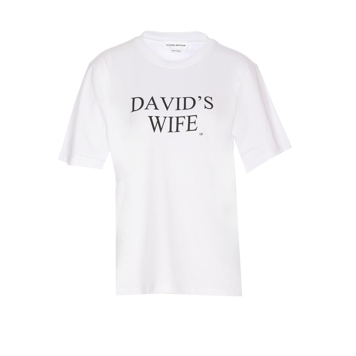 [해외배송] 24 F/W TS005886A/6 빅토리아 베컴 SLOGAN DAVIDS WIFE 티셔츠 B0011389648