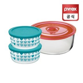 코렐 파이렉스 하트 이지씰 원형 용기 블루 3050ml