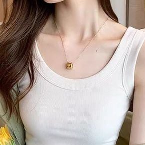 골지 나시 여성 라운드넥 슬림핏 민소매 티셔츠 데일리 이너웨어 여름 베이직