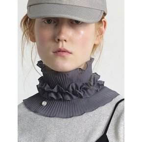 NECK TUBE / DOUBLE PLEATED LACE / GREY