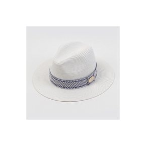 Blue Mono Line Summer White Fedora