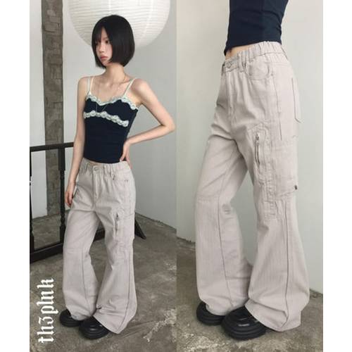 더핑크 / 니닝 밴딩 카고 절개 멀티 포켓 부츠컷 팬츠