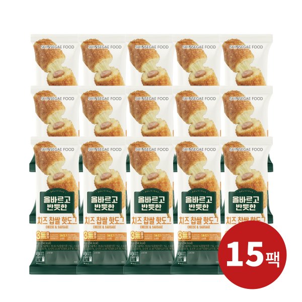 [본사배송]올바르고 반듯한 치즈 찹쌀 핫도그(80g*15개)