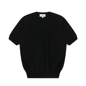 Essential Short Sleeve Round Knit (Black)